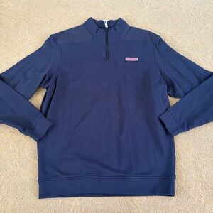 Vineyard Vines Navy Quarter-Zip Pullover with Pink Logo